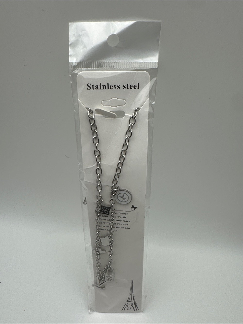 Stainless Steel Silver Key & Card Holder Chain